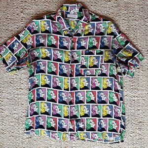 Men's graphic button down short sleeve shirt